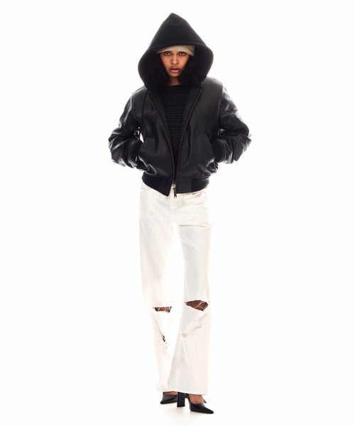 BEEDEN(ビーデン)の「OVER HOODED FAUX LEATHER MA-1(MA-1・レディース・ブラック・FREE)」の7枚目の写真