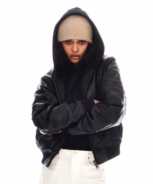 BEEDEN(ビーデン)の「OVER HOODED FAUX LEATHER MA-1(MA-1・レディース・ブラック・FREE)」の16枚目の写真
