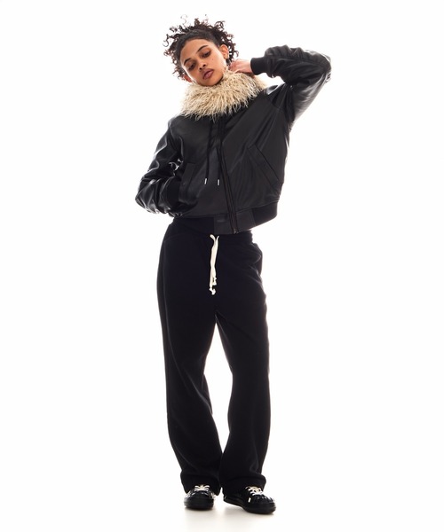 BEEDEN(ビーデン)の「OVER HOODED FAUX LEATHER MA-1(MA-1・レディース・ブラック・FREE)」の20枚目の写真