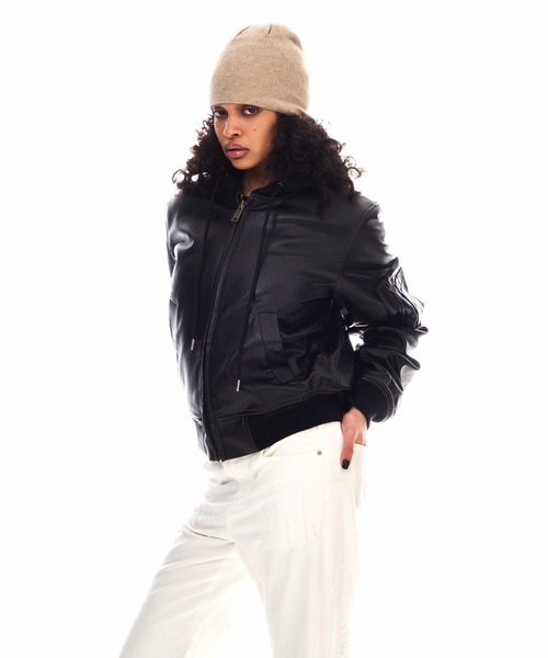 BEEDEN(ビーデン)の「OVER HOODED FAUX LEATHER MA-1(MA-1・レディース・ブラック・FREE)」の17枚目の写真