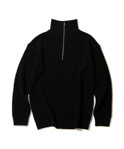 UNLC(ユーエヌエルシー)の「ハーフジップ無地ニット(ブラック)(ニット/セーター・メンズ・その他・MEDIUM/LARGE)」の1枚目の写真