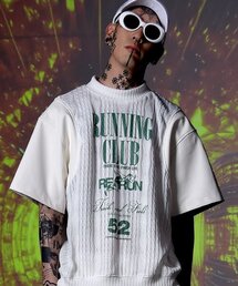 COME（シーオーエムイー）の「[UNISEX] Leather-Sleeve Cable-Knit Sweater (White)（ニット/セーター）」