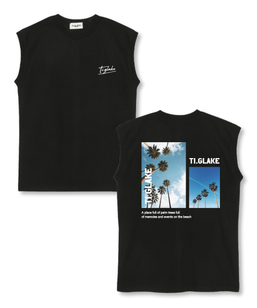 TI.GLAKE(ティーグレイク)の「ファムツリーフル オーバーサイズ ノースリーブTシャツ ブラック(Tシャツ/カットソー・レディース・その他・LARGE/X-LARGE/XX-LARGE)」の1枚目の写真