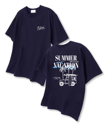 サマーバケーションオーバーサイズ半袖Tシャツネイビー