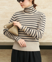 cashwool border turtle ニット