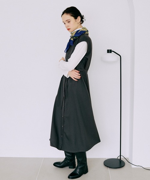LA MARINE FRANCAISE（マリン フランセーズ）の「チェックスタンドネックジャンスカ（ワンピース・レディース・チェック・FREE）」の4枚目の写真