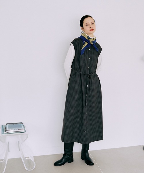LA MARINE FRANCAISE（マリン フランセーズ）の「チェックスタンドネックジャンスカ（ワンピース・レディース・チェック・FREE）」の2枚目の写真