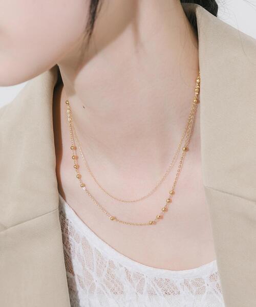 SMELLY(スメリー)の「ステンレスボールチェーンレイヤードネックレス(ネックレス・レディース・ゴールド・-)」の1枚目の写真