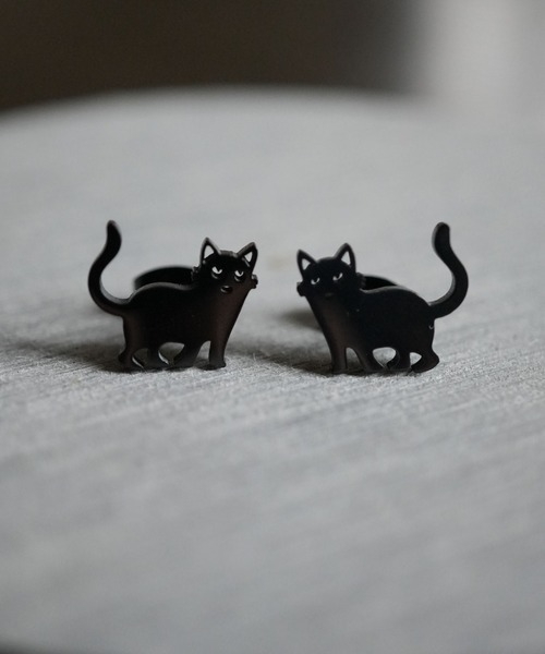 セール】【 Port / ポート 】 ねこシルエット ピアス（ピアス（両耳用