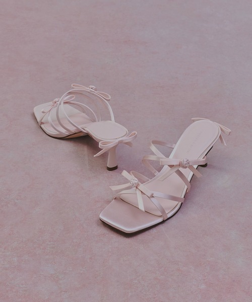 Kelis ケリス ローズボウ ストラッピーヒールミュール（サンダル