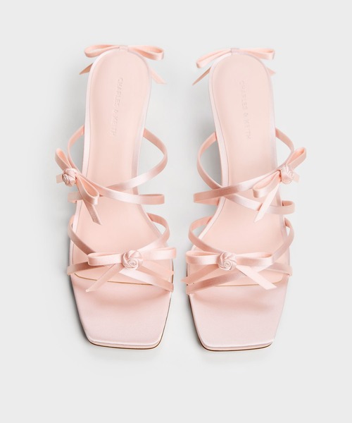 Kelis ケリス ローズボウ ストラッピーヒールミュール（サンダル