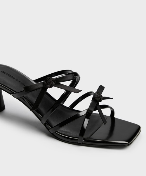 Kelis ケリス ローズボウ ストラッピーヒールミュール（サンダル