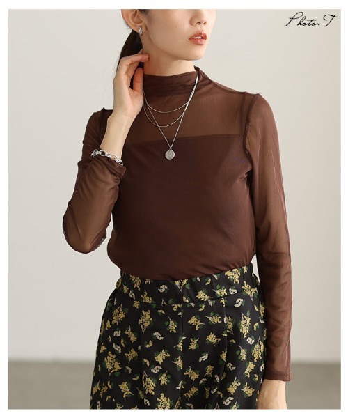 Sawa a la mode(サワアラモード)の「身頃裏起毛シアートップス(Tシャツ/カットソー・レディース・ホワイト/ブラウン/ブラック・FREE)」の4枚目の写真