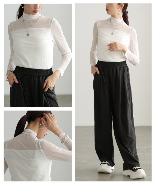 Sawa a la mode(サワアラモード)の「身頃裏起毛シアートップス(Tシャツ/カットソー・レディース・ホワイト/ブラウン/ブラック・FREE)」の19枚目の写真