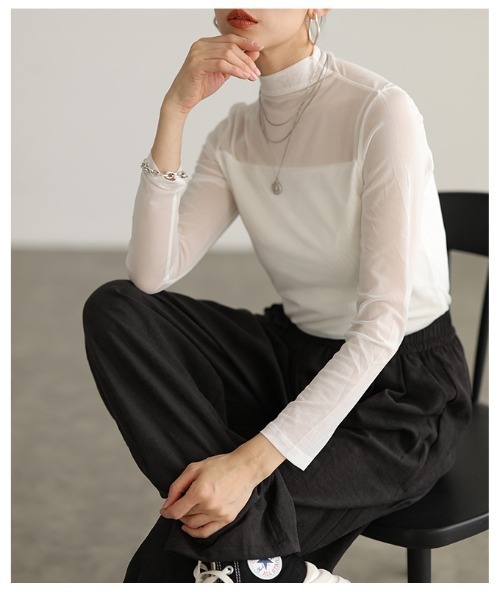 Sawa a la mode(サワアラモード)の「身頃裏起毛シアートップス(Tシャツ/カットソー・レディース・ホワイト/ブラウン/ブラック・FREE)」の22枚目の写真