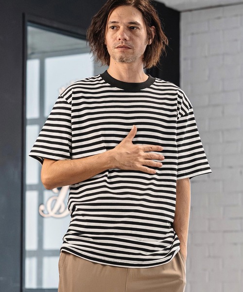 CAMBIO(カンビオ)の「mt10181- Bear Jersey Border Tee ボーダーTシャツ(AI-261-004)(Tシャツ/カットソー・メンズ・ホワイト系その他/ブラック系その他/ブラック系その他2・S/M/L)」の4枚目の写真