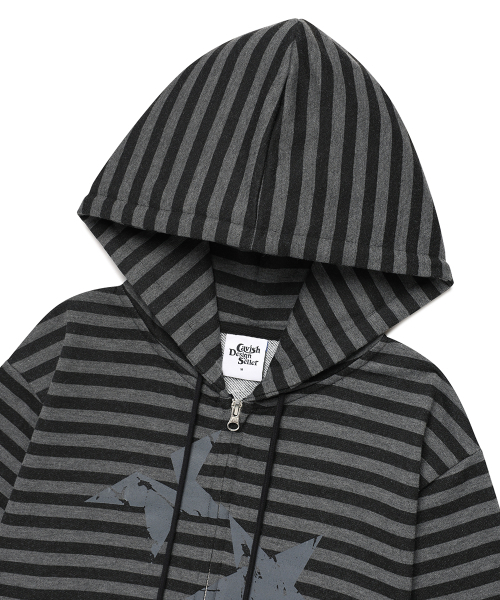 Cavish(カビシ)の「STRIPED TWIN STAR ZIP UP HOODIE BLACK(CV2FFUM499A)(パーカー・レディース・ブラック・S/M/L)」の6枚目の写真