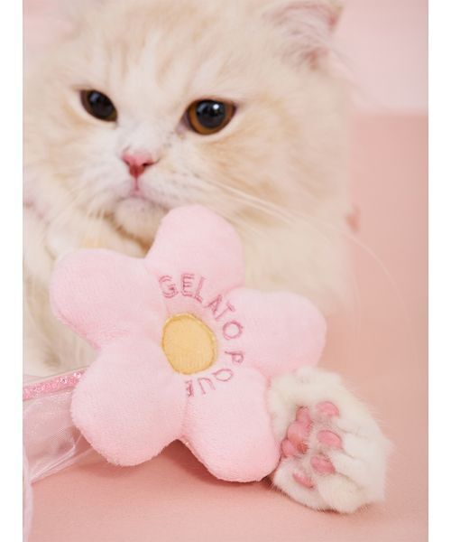 美品●ハーディエイミス●カシミヤ100％●ジャケット●ピンク色●猫ブローチ付き CAT&DOG】フラワーモチーフねこじゃらし（その他ペットグッズ