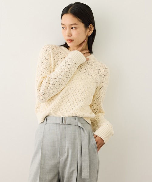 ROPE'（ロペ）の「ダイヤ柄ポップコーン編みニット/イージーケア（ニット/セーター・レディース・レッド/キナリ・FREE）」の12枚目の写真