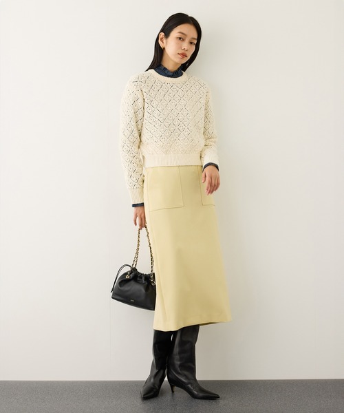 ROPE'（ロペ）の「ダイヤ柄ポップコーン編みニット/イージーケア（ニット/セーター・レディース・レッド/キナリ・FREE）」の14枚目の写真