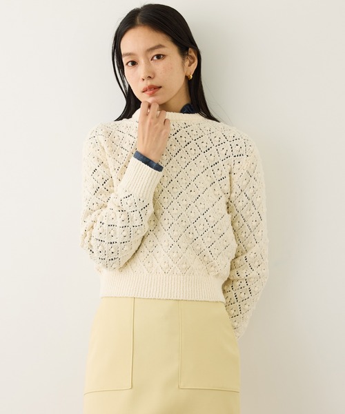 ROPE'（ロペ）の「ダイヤ柄ポップコーン編みニット/イージーケア（ニット/セーター・レディース・レッド/キナリ・FREE）」の13枚目の写真
