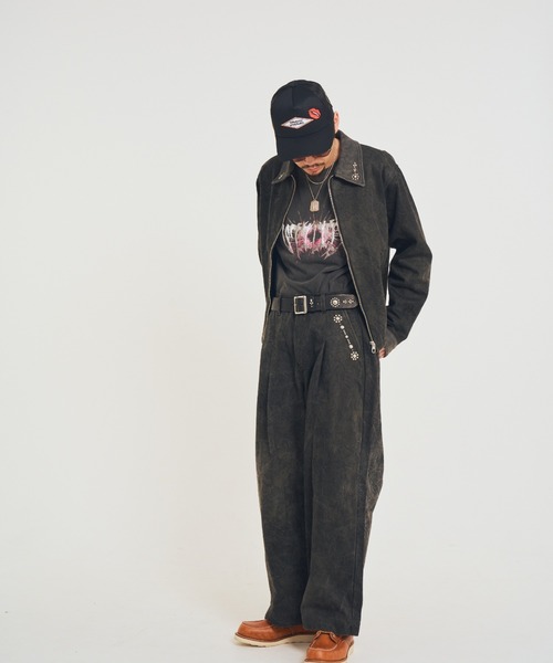EFFECTEN(エフェクテン)の「【EFFECTEN】Studs work wide pants(その他パンツ・メンズ・ブラック・MEDIUM)」の2枚目の写真