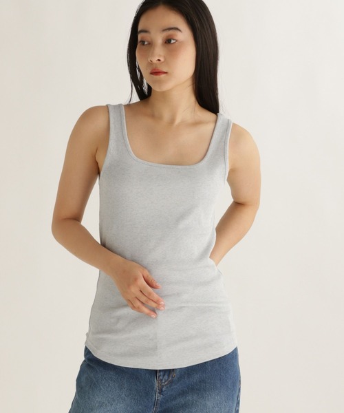 studio CLIP（スタディオクリップ）の「【daily CLIP】リブインナータンク（タンクトップ・レディース・ナチュラル/ダークグレー/チャコール・FREE）」の2枚目の写真