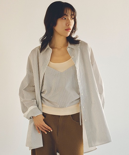 studio CLIP（スタディオクリップ）の「【daily CLIP】リブインナータンク（タンクトップ・レディース・ナチュラル/ダークグレー/チャコール・FREE）」の11枚目の写真