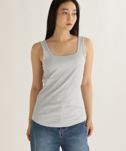 studio CLIP（スタディオクリップ）の「【daily CLIP】リブインナータンク（タンクトップ・レディース・ナチュラル/ダークグレー/チャコール・FREE）」の4枚目の写真