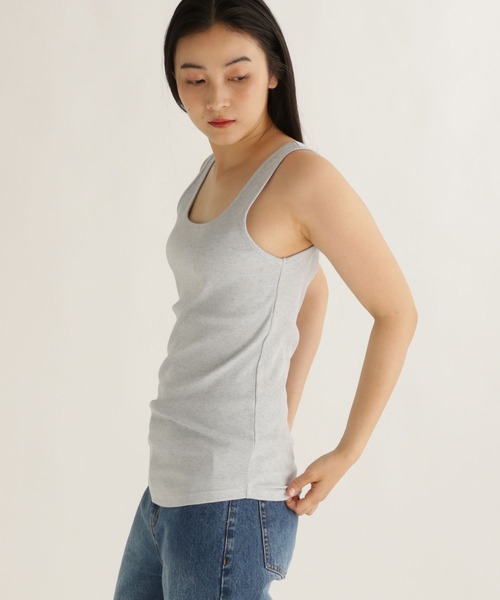 studio CLIP（スタディオクリップ）の「【daily CLIP】リブインナータンク（タンクトップ・レディース・ナチュラル/ダークグレー/チャコール・FREE）」の5枚目の写真
