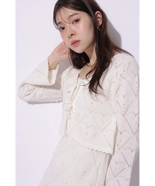 Rirandture(リランドチュール)の「ハートパターンニットボレロ(ニット/セーター・レディース・ライトイエロー/オフホワイト/ブラック・2)」の7枚目の写真