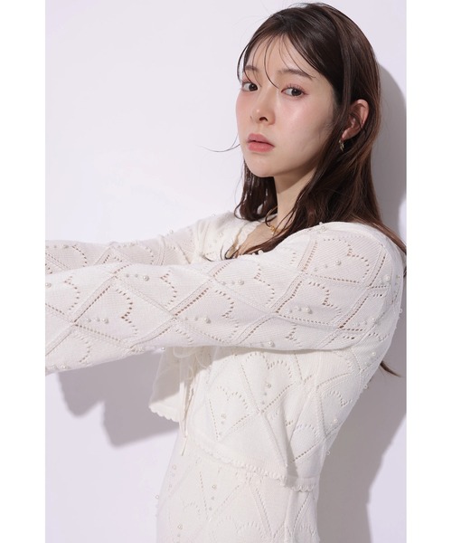 Rirandture(リランドチュール)の「ハートパターンニットボレロ(ニット/セーター・レディース・ライトイエロー/オフホワイト/ブラック・2)」の8枚目の写真