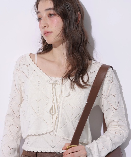 Rirandture(リランドチュール)の「ハートパターンニットボレロ(ニット/セーター・レディース・ライトイエロー/オフホワイト/ブラック・2)」の9枚目の写真