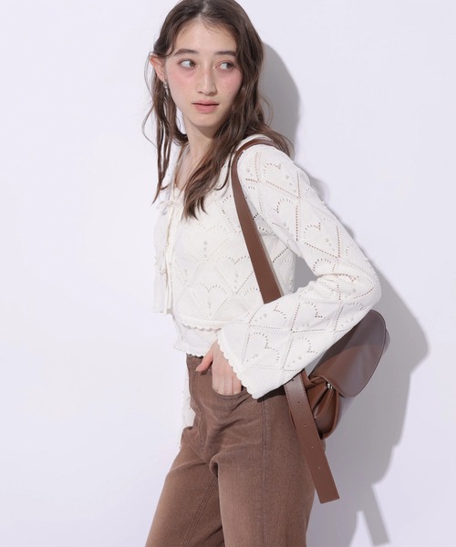 Rirandture(リランドチュール)の「ハートパターンニットボレロ(ニット/セーター・レディース・ライトイエロー/オフホワイト/ブラック・2)」の10枚目の写真