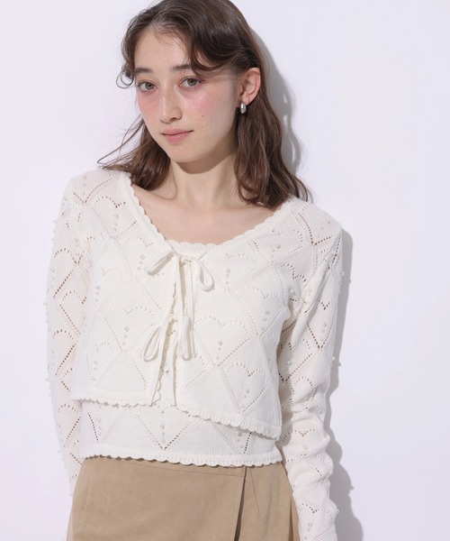 Rirandture(リランドチュール)の「ハートパターンニットボレロ(ニット/セーター・レディース・ライトイエロー/オフホワイト/ブラック・2)」の17枚目の写真