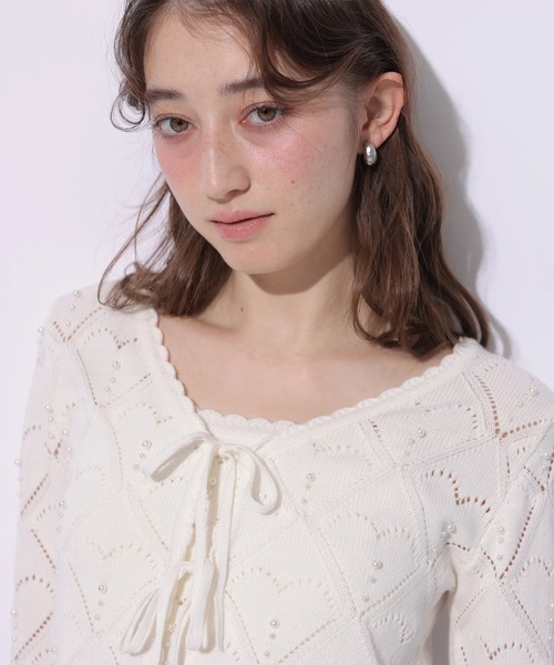 Rirandture(リランドチュール)の「ハートパターンニットボレロ(ニット/セーター・レディース・ライトイエロー/オフホワイト/ブラック・2)」の19枚目の写真