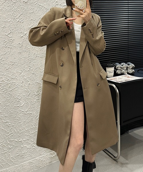 ダブルブレストロング丈コート