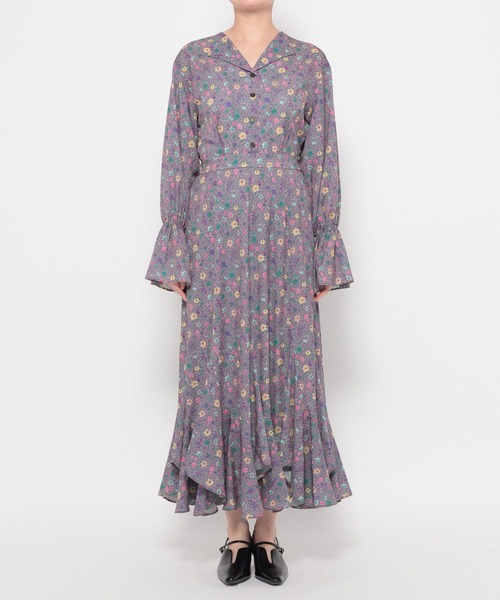 mysty woman（ミスティウーマン）の「ヴィンテージフラワーワンピース 652149（ワンピース・レディース・ブラック/アイボリー/パープル・FREE）」の4枚目の写真