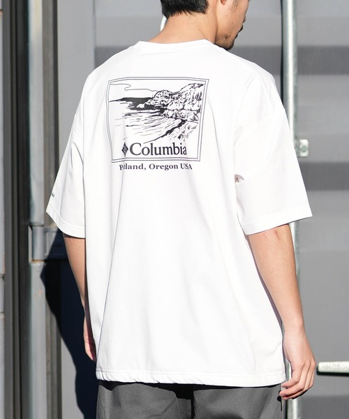 Columbia(コロンビア)の「columbia/コロンビア リラックスフィットラッシュユーティリティショートスリーブTシャツ ムラサキ限定 PM0917(Tシャツ/カットソー・メンズ・ライトブラウン/グレー×ホワイト/ブラック×ホワイト/ホワイト×ブラック・XL/L/M/S)」の2枚目の写真