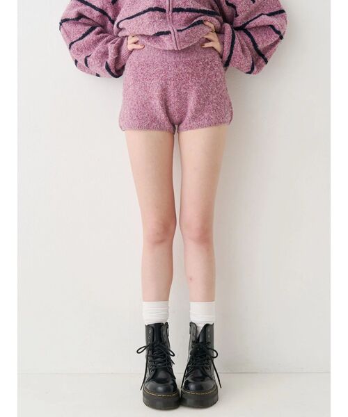 EVRIS(エヴリス)の「コンパクトニットショートパンツ【セットアップ着用可能】(その他パンツ・レディース・ブラウン/ブラック/ピンク・FREE)」の4枚目の写真
