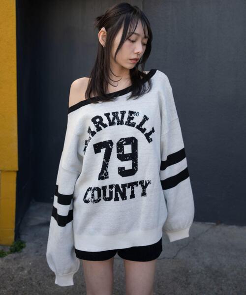 WEGO（ウィゴー）の「WEGO/【26年春夏新作】2WAYグラフィックワンショルニット（ニット/セーター・レディース・ホワイト/レッド・FREE）」の13枚目の写真