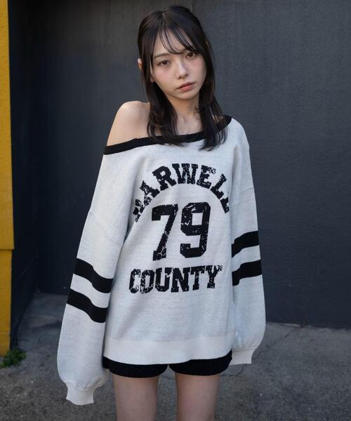 WEGO（ウィゴー）の「WEGO/【26年春夏新作】2WAYグラフィックワンショルニット（ニット/セーター・レディース・ホワイト/レッド・FREE）」の14枚目の写真