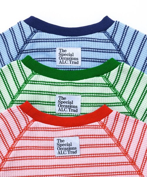 apres les cours（アプレレクール）の「ワッフルボーダーTシャツ（Tシャツ/カットソー・キッズ・レッド/グリーン/ブルー・90/80/130/120/110/100）」の5枚目の写真