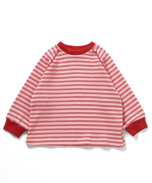 apres les cours（アプレレクール）の「ワッフルボーダーTシャツ（Tシャツ/カットソー・キッズ・レッド/グリーン/ブルー・90/80/130/120/110/100）」の8枚目の写真