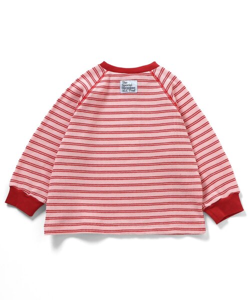 apres les cours（アプレレクール）の「ワッフルボーダーTシャツ（Tシャツ/カットソー・キッズ・レッド/グリーン/ブルー・90/80/130/120/110/100）」の11枚目の写真