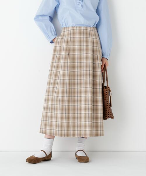 human woman（ヒューマンウーマン）の「◆オリジナル先染めチェックタックスカート（スカート・レディース・ダークインディゴブルー/ベージュ系その他3・SMALL/MEDIUM）」の9枚目の写真