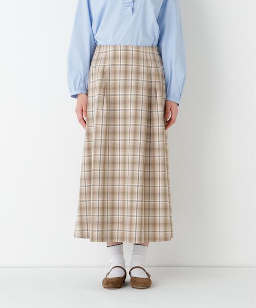 human woman（ヒューマンウーマン）の「◆オリジナル先染めチェックタックスカート（スカート・レディース・ダークインディゴブルー/ベージュ系その他3・SMALL/MEDIUM）」の14枚目の写真
