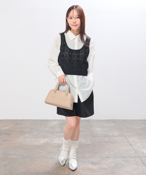 Honeys（ハニーズ）の「透かし編ビスチェ（ニット/セーター・レディース・ブラウン/レッド/アイボリー/ブラック・L/M/S）」の8枚目の写真