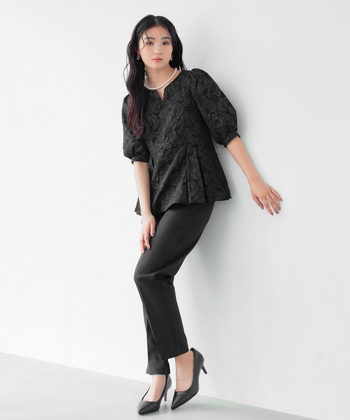 darial(ダリアル)の「【darial】jaqurd peplum set up 入園式 入学式 卒園式 卒業式 お呼ばれ 結婚式 二次会 成人式 同窓会 セレモニードレス パーティドレス オケージョンドレス(セットアップ・レディース・ネイビー/ブラック・M/S)」の4枚目の写真