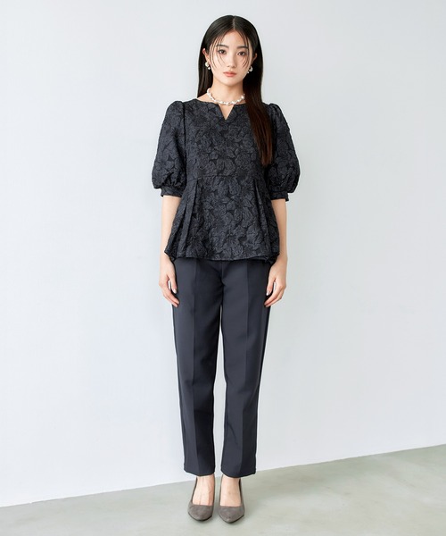 darial(ダリアル)の「【darial】きちんと見えて、しっかり隠す / jaqurd peplum set up / ジャガード ペプラム セットアップ 入園式 入学式 卒園式 卒業式 セレモニー ママスーツ お呼ばれ フォーマル 体型カバー 上品 レディース(セットアップ・レディース・ネイビー/ブラック・M/S)」の22枚目の写真